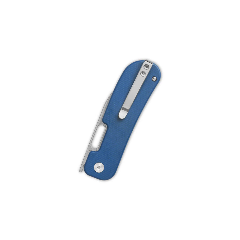 QSP Variant PE - 3" 14C28N Stonewashed Blade, Blue Micarta Handle - QS154-C