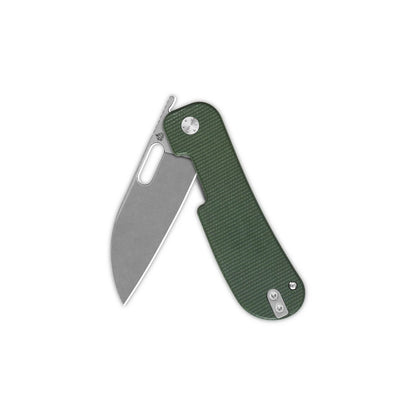 QSP Variant PE - 3" 14C28N Stonewashed Blade, Green Micarta Handle - QS154-D