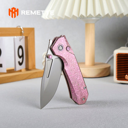 Remette RT-Rhino - 3.07" M390 Blade, Pink Crystallised Titanium Handle