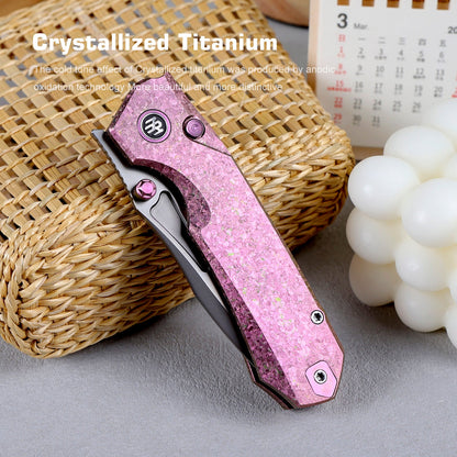 Remette RT-Rhino - 3.07" M390 Blade, Pink Crystallised Titanium Handle