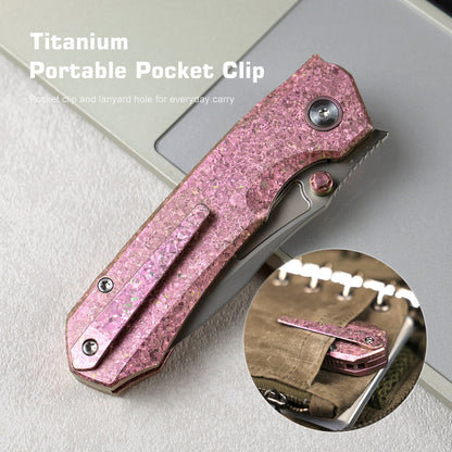 Remette RT-Rhino - 3.07" M390 Blade, Pink Crystallised Titanium Handle