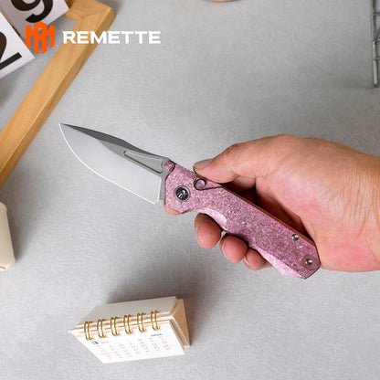 Remette RT-Rhino - 3.07" M390 Blade, Pink Crystallised Titanium Handle