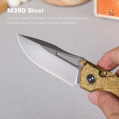 Remette RT-Rhino - 3.07" M390 Blade, Gold Crystallised Titanium Handle