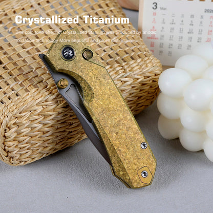 Remette RT-Rhino - 3.07" M390 Blade, Gold Crystallised Titanium Handle