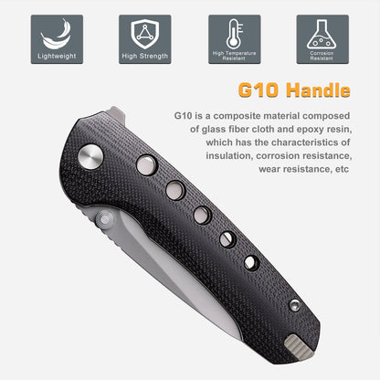 Remette RT-Bee - 2.8" 14C28N Sandblasted Blade, Black G10 Handle and Titanium Toothpick