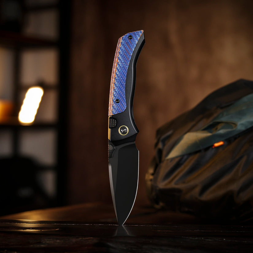 Remette RT-Steed - 3.07" M390 DLC Blade, Multicoloured Carbon Fibre and Titanium Handle