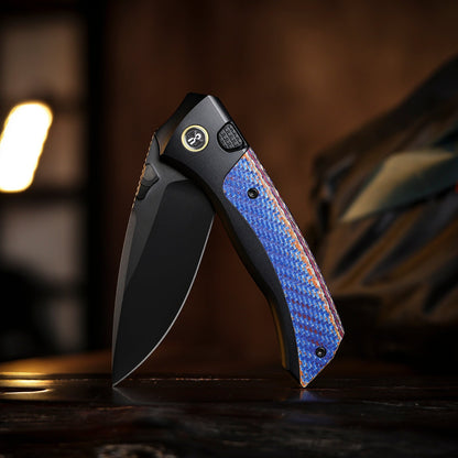 Remette RT-Steed - 3.07" M390 DLC Blade, Multicoloured Carbon Fibre and Titanium Handle