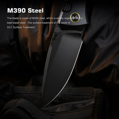 Remette RT-Steed - 3.07" M390 DLC Blade, Multicoloured Carbon Fibre and Titanium Handle