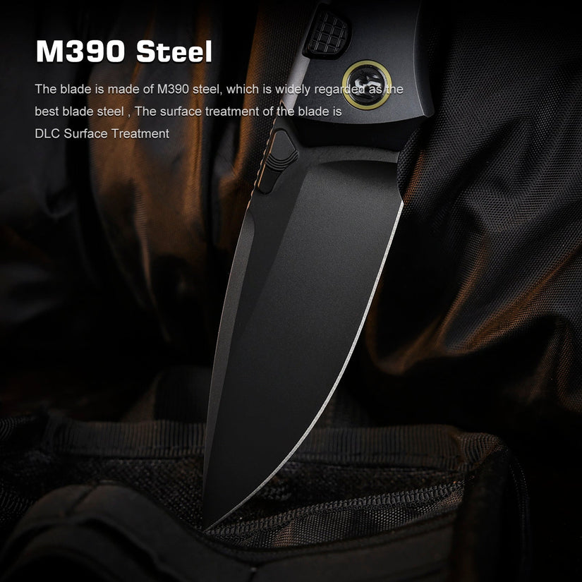 Remette RT-Steed - 3.07" M390 DLC Blade, Multicoloured Carbon Fibre and Titanium Handle