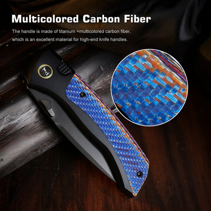 Remette RT-Steed - 3.07" M390 DLC Blade, Multicoloured Carbon Fibre and Titanium Handle