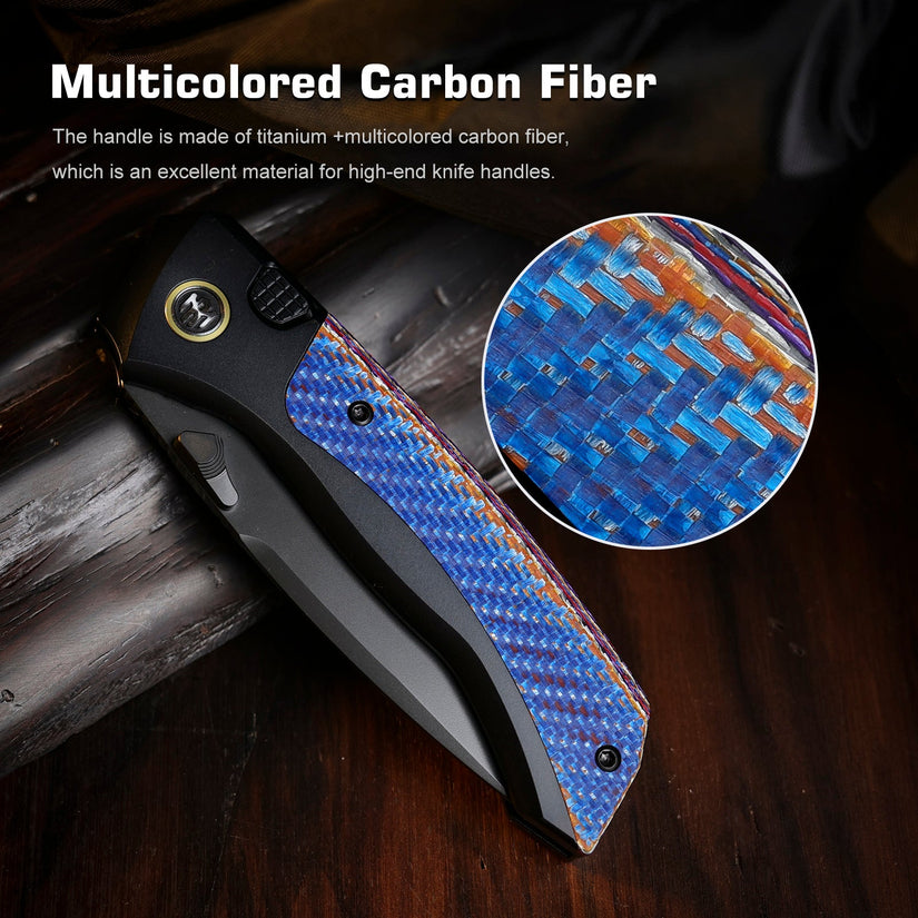 Remette RT-Steed - 3.07" M390 DLC Blade, Multicoloured Carbon Fibre and Titanium Handle