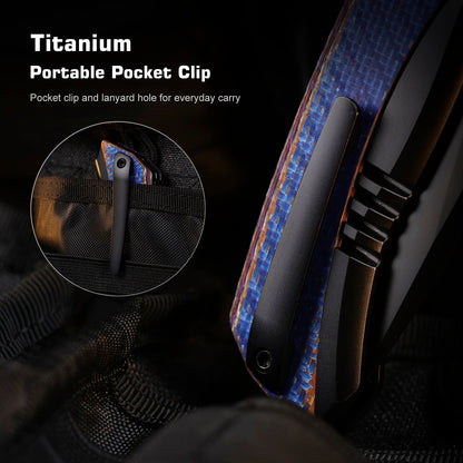 Remette RT-Steed - 3.07" M390 DLC Blade, Multicoloured Carbon Fibre and Titanium Handle