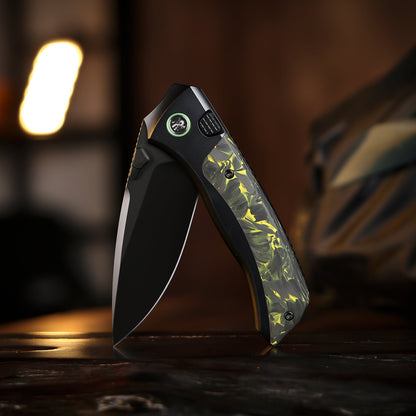 Remette RT-Steed - 3.07" M390 DLC Blade, Yellow Carbon Fibre and Titanium Handle