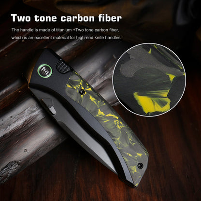 Remette RT-Steed - 3.07" M390 DLC Blade, Yellow Carbon Fibre and Titanium Handle