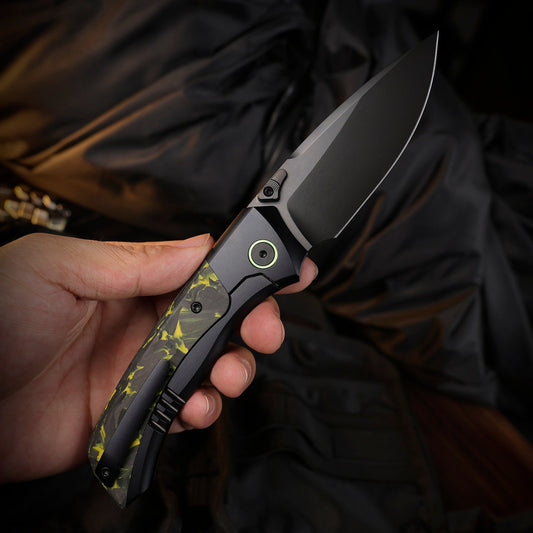 Remette RT-Steed - 3.07" M390 DLC Blade, Yellow Carbon Fibre and Titanium Handle