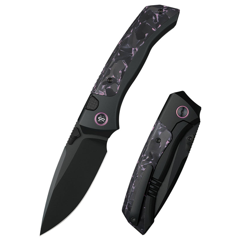 Remette RT-Steed - 3.07" M390 DLC Blade, Pink Carbon Fibre and Titanium Handle