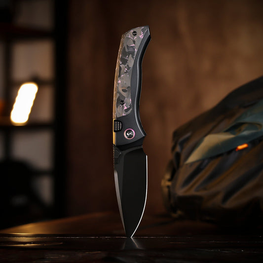 Remette RT-Steed - 3.07" M390 DLC Blade, Pink Carbon Fibre and Titanium Handle