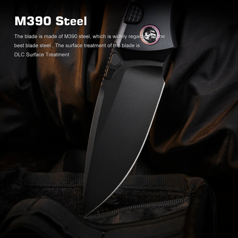 Remette RT-Steed - 3.07" M390 DLC Blade, Pink Carbon Fibre and Titanium Handle
