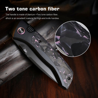 Remette RT-Steed - 3.07" M390 DLC Blade, Pink Carbon Fibre and Titanium Handle