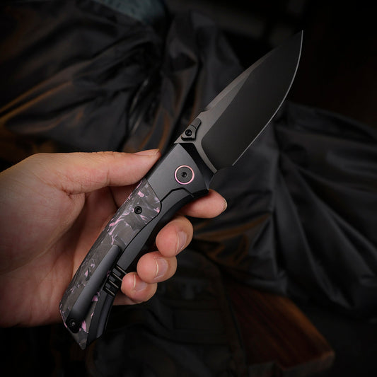 Remette RT-Steed - 3.07" M390 DLC Blade, Pink Carbon Fibre and Titanium Handle