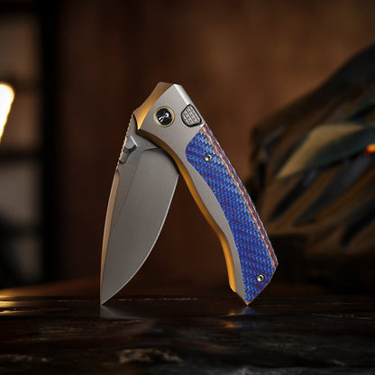 Remette RT-Steed - 3.07" M390 Blade, Multicoloured Carbon Fibre and Titanium Handle