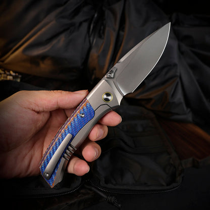 Remette RT-Steed - 3.07" M390 Blade, Multicoloured Carbon Fibre and Titanium Handle