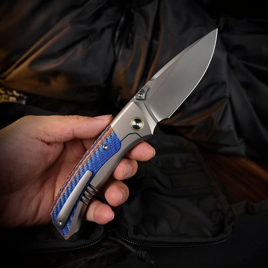 Remette RT-Steed - 3.07" M390 Blade, Multicoloured Carbon Fibre and Titanium Handle