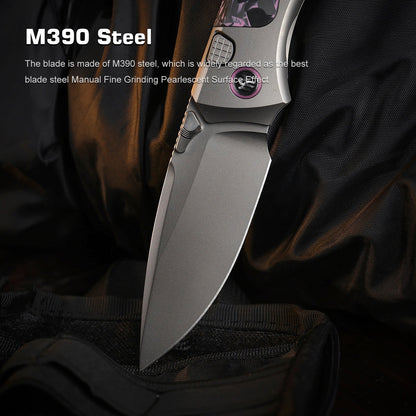 Remette RT-Steed - 3.07" M390 Blade, Pink Carbon Fibre and Titanium Handle