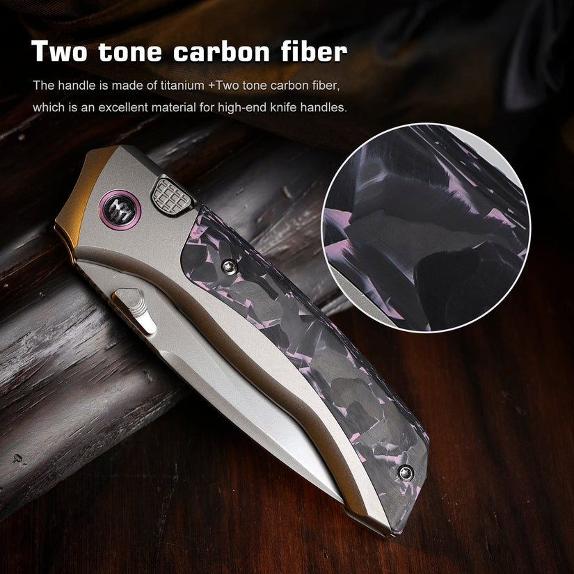 Remette RT-Steed - 3.07" M390 Blade, Pink Carbon Fibre and Titanium Handle