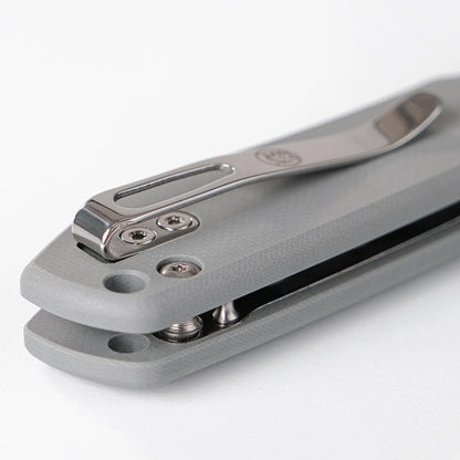 Vosteed Raccoon Bowie Top Liner Lock A2918 - 3.25" 14C28N Destroyer Grey Blade, Grey G10 Handle