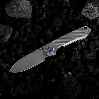 Vosteed Raccoon V Vanchor Lock A4001 - 3.22" M390 Stonewash Blade, Titanium Handle