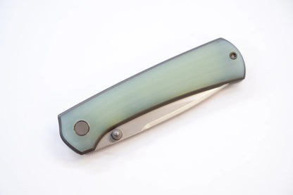 North Mountain Blade Ultra G10 - 3" SLD-Magic Steel Drop Point Blade, Jade G10 Handle