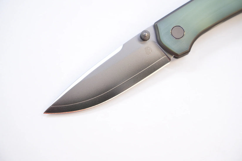 North Mountain Blade Ultra G10 - 3" SLD-Magic Steel Drop Point Blade, Jade G10 Handle