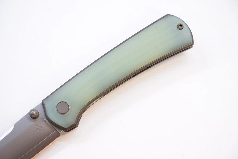 North Mountain Blade Ultra G10 - 3" SLD-Magic Steel Drop Point Blade, Jade G10 Handle