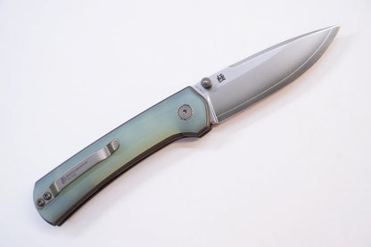 North Mountain Blade Ultra G10 - 3" SLD-Magic Steel Drop Point Blade, Jade G10 Handle