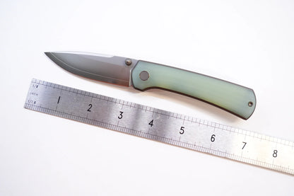 North Mountain Blade Ultra G10 - 3" SLD-Magic Steel Drop Point Blade, Jade G10 Handle