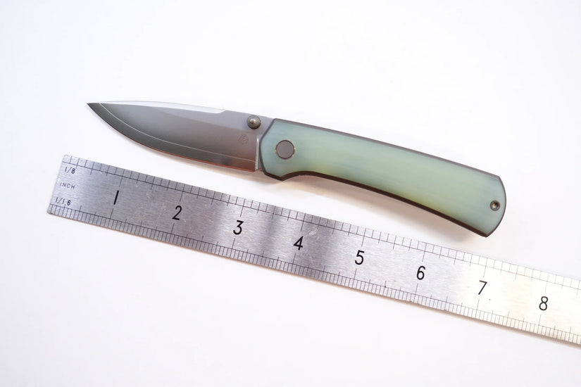 North Mountain Blade Ultra G10 - 3" SLD-Magic Steel Drop Point Blade, Jade G10 Handle