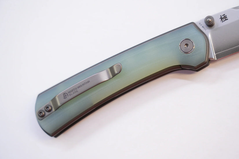 North Mountain Blade Ultra G10 - 3" SLD-Magic Steel Drop Point Blade, Jade G10 Handle