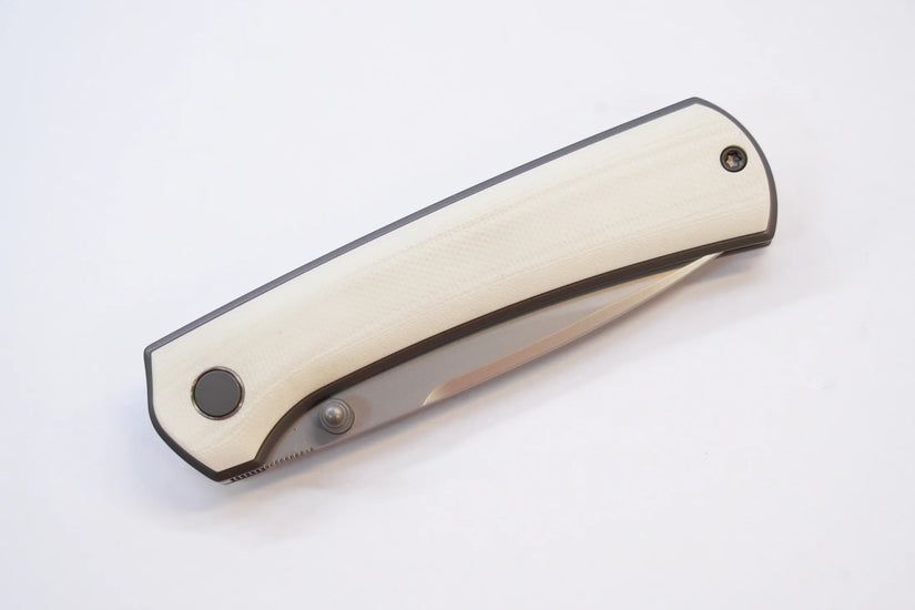 North Mountain Blade Ultra G10 - 3" SLD-Magic Steel Drop Point Blade, White G10 Handle
