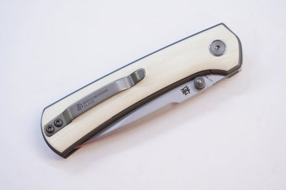 North Mountain Blade Ultra G10 - 3" SLD-Magic Steel Drop Point Blade, White G10 Handle