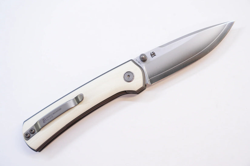 North Mountain Blade Ultra G10 - 3" SLD-Magic Steel Drop Point Blade, White G10 Handle