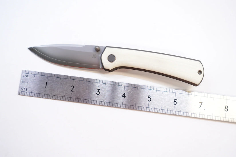 North Mountain Blade Ultra G10 - 3" SLD-Magic Steel Drop Point Blade, White G10 Handle