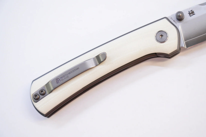 North Mountain Blade Ultra G10 - 3" SLD-Magic Steel Drop Point Blade, White G10 Handle