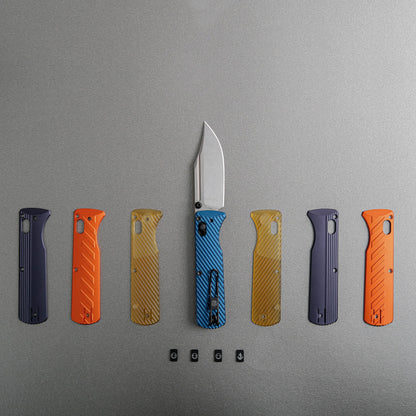 Vosteed Vombat A4103 - 2.92" M390 Stonewash Zulu Blade, Steel Blue Aluminium Handle