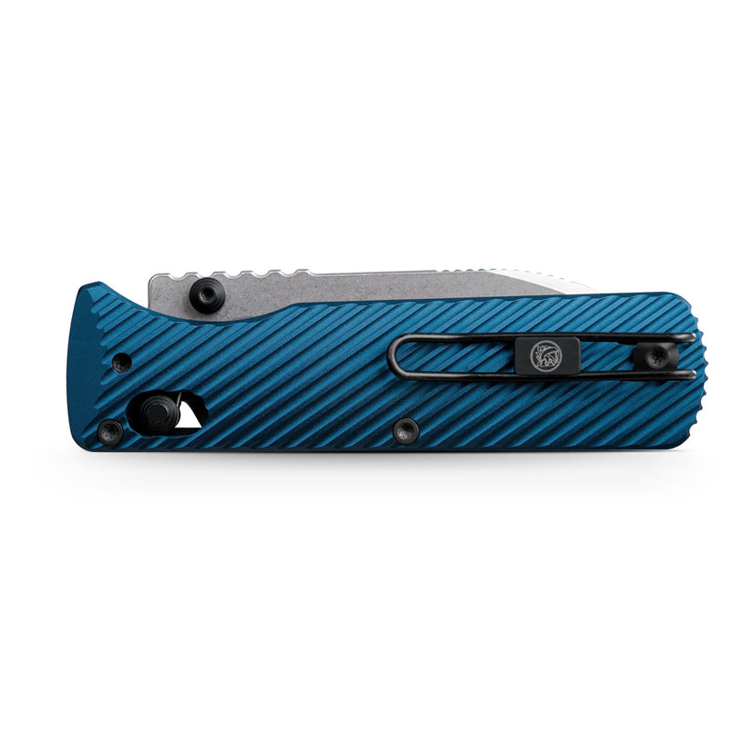 Vosteed Vombat A4103 - 2.92" M390 Stonewash Zulu Blade, Steel Blue Aluminium Handle