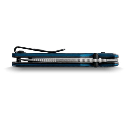 Vosteed Vombat A4103 - 2.92" M390 Stonewash Zulu Blade, Steel Blue Aluminium Handle