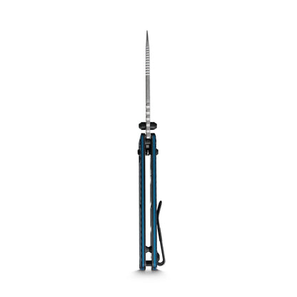 Vosteed Vombat A4103 - 2.92" M390 Stonewash Zulu Blade, Steel Blue Aluminium Handle