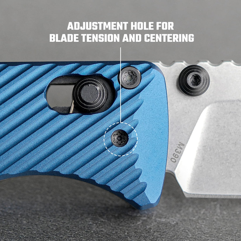 Vosteed Vombat A4103 - 2.92" M390 Stonewash Zulu Blade, Steel Blue Aluminium Handle