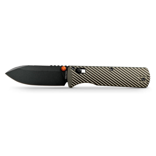 Vosteed Vombat A4105 - 2.92" M390 Black Stonewash Drop Point Blade, Olive Green Aluminium Handle