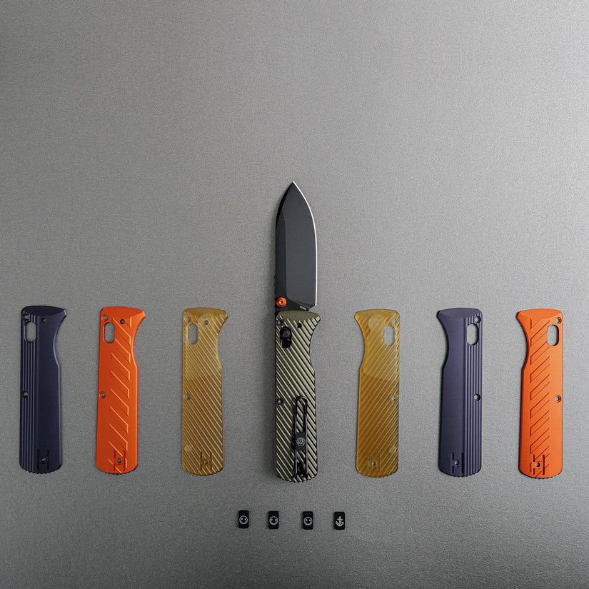 Vosteed Vombat A4105 - 2.92" M390 Black Stonewash Drop Point Blade, Olive Green Aluminium Handle